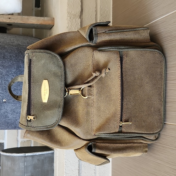 Ettore Bugatti Pebbled Faux Leather Backpack - Picture 1 of 17